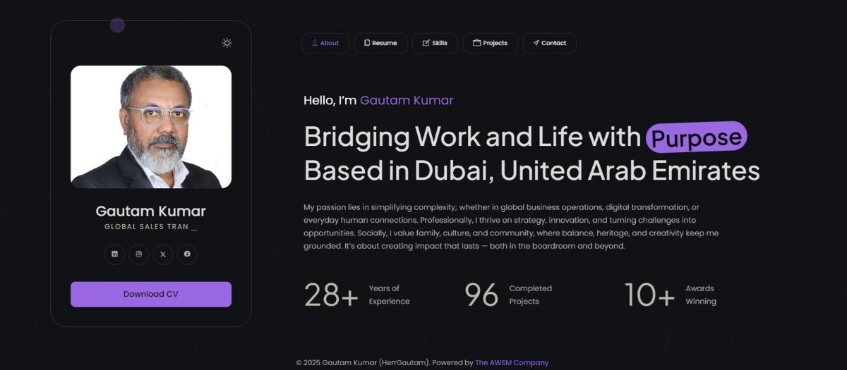 Gautam Kumar personal brand portfolio website