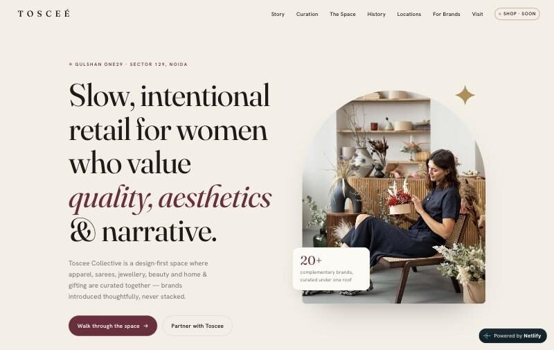 Toscee Collective retail website for women's fashion, jewellery and home in Noida